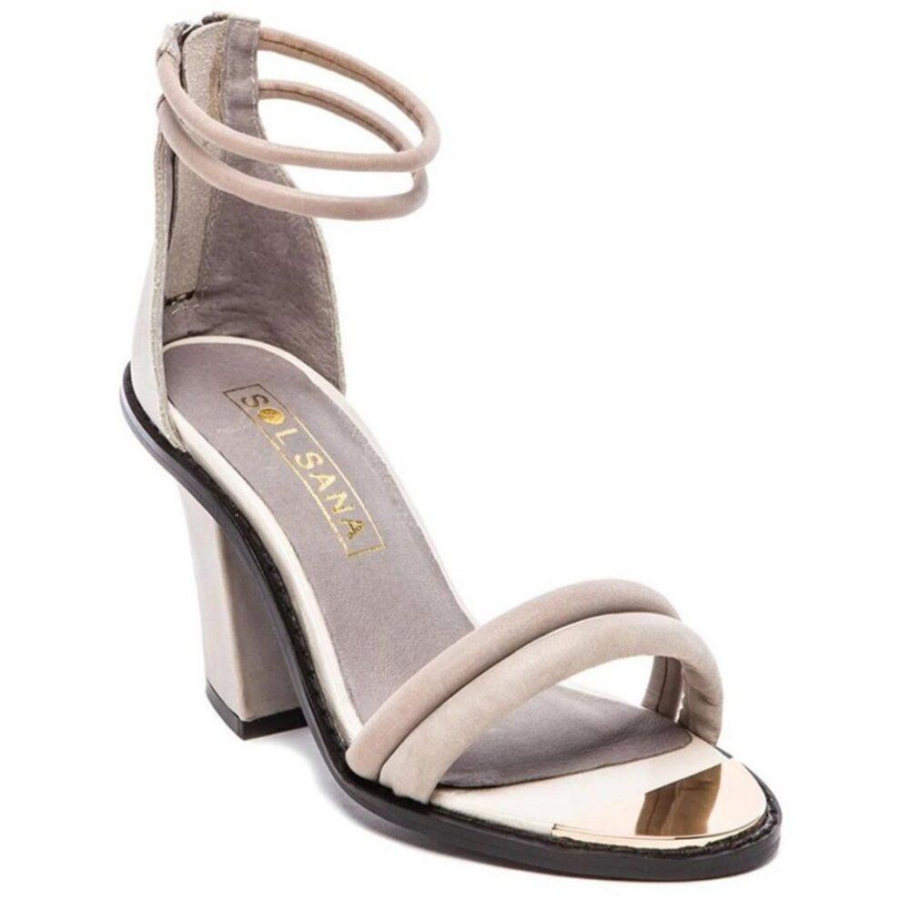 SOL SANA Oscar Leather Triangle Shaped Block Heel Sandals Sz 38 REVOLVE Strappy